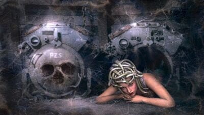 異世界に横たわる女性